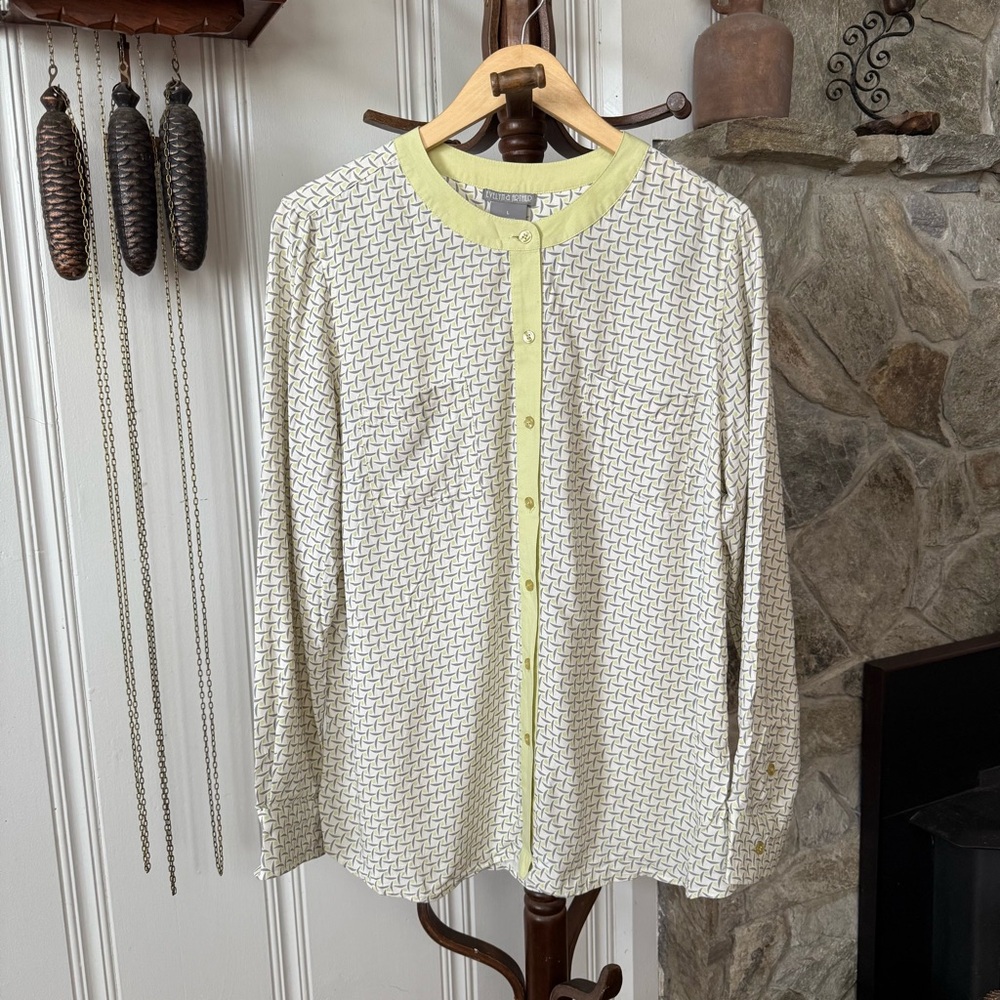 Silk Patterned Button-Up Pajama Top